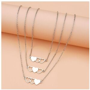 Maxpower (as the picture) 3 Pieces Sister Heart-shaped Short Necklaces Stainless Steel Be Maxpower (as the picture) 3 Pieces Sister Heart-shaped Short Necklaces Stainless Steel Be