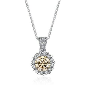 Maxpower (light yellow, 45cm) Bague Ringen 1 Carat Round Vvs D Color Moissanite Necklace Maxpower (light yellow, 45cm) Bague Ringen 1 Carat Round Vvs D Color Moissanite Necklace