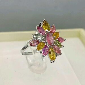 Maxpower (white gold) Sace Gems Resizable Polychrome Tourmaline Rings For Women 925sterli Maxpower (white gold) Sace Gems Resizable Polychrome Tourmaline Rings For Women 925sterli