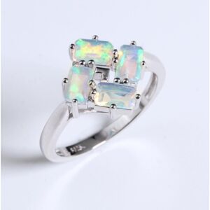 Maxpower (white, US RING SIZE:8#) Classic Argyle Shape Design Natural Opel Gemstone Ring Maxpower (white, US RING SIZE:8#) Classic Argyle Shape Design Natural Opel Gemstone Ring