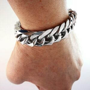 Maxpower (as the picture, 24cm) Stainless Steel 16mm Width Silver Color Cuban Link Bracel Maxpower (as the picture, 24cm) Stainless Steel 16mm Width Silver Color Cuban Link Bracel