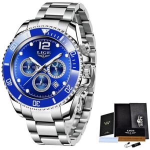 Maxpower (Silver Blue) LIGE Mens Watches Top Brand Luxury Clock Casual Stainless Steel 2 Maxpower (Silver Blue) LIGE Mens Watches Top Brand Luxury Clock Casual Stainless Steel 2