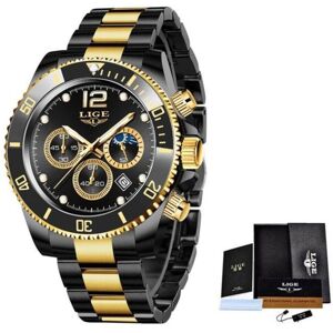 Maxpower (Black Gold) LIGE Mens Watches Top Brand Luxury Clock Casual Stainless Steel 24 Maxpower (Black Gold) LIGE Mens Watches Top Brand Luxury Clock Casual Stainless Steel 24