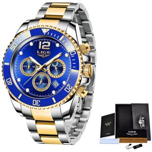 Maxpower (Gold Blue) LIGE Mens Watches Top Brand Luxury Clock Casual Stainless Steel 24 Maxpower (Gold Blue) LIGE Mens Watches Top Brand Luxury Clock Casual Stainless Steel 24