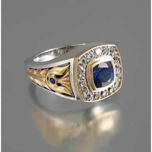 Maxpower (as the picture, 10) 925 Ring For Men Natural 2 Carat Sapphire With Diamond Jewe Maxpower (as the picture, 10) 925 Ring For Men Natural 2 Carat Sapphire With Diamond Jewe