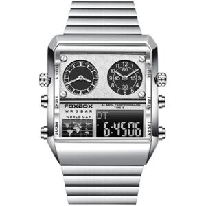 Maxpower (Silver) 2022 FOXBOX New Watches For Men Luxury Brand Stainless Steel Military W Maxpower (Silver) 2022 FOXBOX New Watches For Men Luxury Brand Stainless Steel Military W