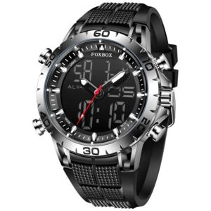 Maxpower (Silver Black) 2022 FOXBOX Sport Mens Watches Top Brand Luxury Dual Display Quar Maxpower (Silver Black) 2022 FOXBOX Sport Mens Watches Top Brand Luxury Dual Display Quar