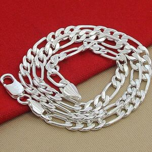 Maxpower (50CM 20 inches) Solid 925 Stamped Silver Color Necklace For Men Classic 12mm Cu Maxpower (50CM 20 inches) Solid 925 Stamped Silver Color Necklace For Men Classic 12mm Cu