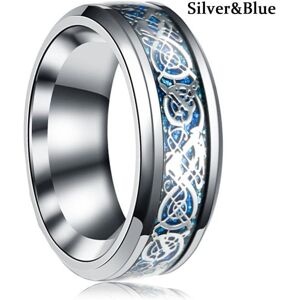 Maxpower (silver,blue, 11) 8 Colors 8mm Men's Stainless Steel Dragon Ring Inlay Red Maxpower (silver,blue, 11) 8 Colors 8mm Men's Stainless Steel Dragon Ring Inlay Red
