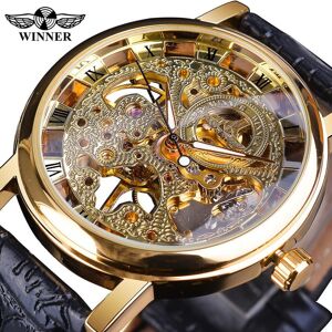 Maxpower (gold) Winner Transparent Golden Case Luxury Casual Design Brown Leather Strap M Maxpower (gold) Winner Transparent Golden Case Luxury Casual Design Brown Leather Strap M