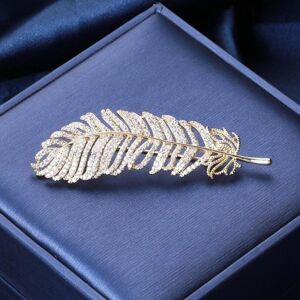 Maxpower (gold) Blucome Exquisite Feather Brooch Inlaid Zircon Pins Women's Brooch F Maxpower (gold) Blucome Exquisite Feather Brooch Inlaid Zircon Pins Women's Brooch F