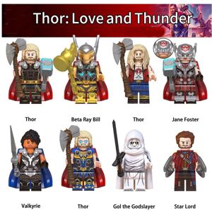 Bonxaif 8PCS Thor Love and Thunder Action Mini Figures Thor Jane Star-Lord Gorr Minifigu Bonxaif 8PCS Thor Love and Thunder Action Mini Figures Thor Jane Star-Lord Gorr Minifigu