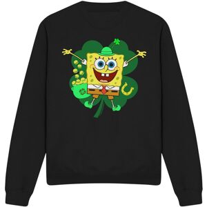 (S, Black) SpongeBob SquarePants Unisex Adult Spongey Four Leaf Clover St Patric (S, Black) SpongeBob SquarePants Unisex Adult Spongey Four Leaf Clover St Patric
