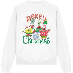 (L, White) SpongeBob SquarePants Unisex Adult Merry Christmas Group Sweatshirt (L, White) SpongeBob SquarePants Unisex Adult Merry Christmas Group Sweatshirt