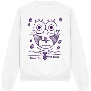 (S, White) SpongeBob SquarePants Unisex Adult Grin Felt Pen Sweatshirt (S, White) SpongeBob SquarePants Unisex Adult Grin Felt Pen Sweatshirt