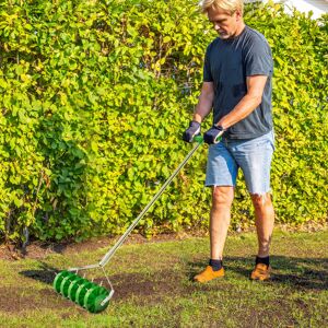 Outsunny Grass Spike Roller, Soil Aerator w/ 3 Piece Handle and T-bar Grip Outsunny Grass Spike Roller, Soil Aerator w/ 3 Piece Handle and T-bar Grip