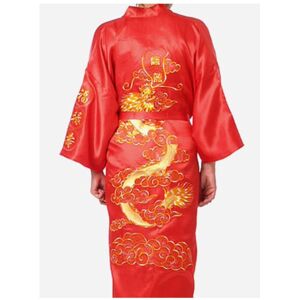 Unbranded (red, L) Ethnic Chinese Style Men's Clothing Men's Dalong Bathrobe Bathrobe Drag Unbranded (red, L) Ethnic Chinese Style Men's Clothing Men's Dalong Bathrobe Bathrobe Drag