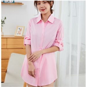 Maxpower (pink, XL) Minimalist Full Sleeve Women Long White Shirt And Blouse Korea Style Maxpower (pink, XL) Minimalist Full Sleeve Women Long White Shirt And Blouse Korea Style