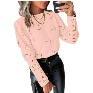 Maxpower (Pink, 2XL) Round Neck Shirt Heart Print Long Sleeve Blouse for Women Round Neck Maxpower (Pink, 2XL) Round Neck Shirt Heart Print Long Sleeve Blouse for Women Round Neck