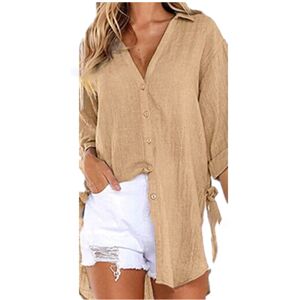 Maxpower (Camel, M) Lace-up Irregular Shirts And Blouses OL Elegant Blouses For Women Sum Maxpower (Camel, M) Lace-up Irregular Shirts And Blouses OL Elegant Blouses For Women Sum