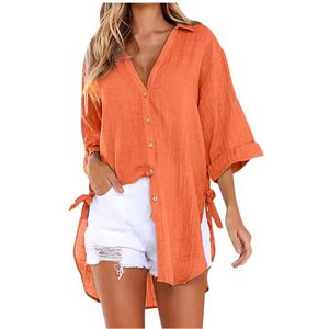 Maxpower (Orange, XXL) Lace-up Irregular Shirts And Blouses OL Elegant Blouses For Women Maxpower (Orange, XXL) Lace-up Irregular Shirts And Blouses OL Elegant Blouses For Women