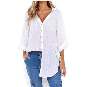 Maxpower (White, XXL) Lace-up Irregular Shirts And Blouses OL Elegant Blouses For Women S Maxpower (White, XXL) Lace-up Irregular Shirts And Blouses OL Elegant Blouses For Women S