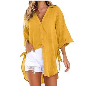 Maxpower (Yellow, 4XL) Lace-up Irregular Shirts And Blouses OL Elegant Blouses For Women Maxpower (Yellow, 4XL) Lace-up Irregular Shirts And Blouses OL Elegant Blouses For Women