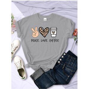 Maxpower (Gray, M) Peace Love Coffee Prints Women Tshirts Cotton High Quality T-Shirts Br Maxpower (Gray, M) Peace Love Coffee Prints Women Tshirts Cotton High Quality T-Shirts Br
