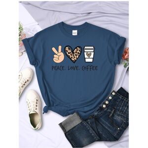 Maxpower (Haze Blue, XXL) Peace Love Coffee Prints Women Tshirts Cotton High Quality T-Sh Maxpower (Haze Blue, XXL) Peace Love Coffee Prints Women Tshirts Cotton High Quality T-Sh