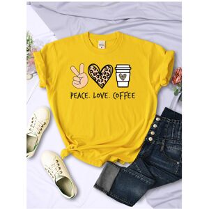 Maxpower (Yellow, XXXL) Peace Love Coffee Prints Women Tshirts Cotton High Quality T-Shir Maxpower (Yellow, XXXL) Peace Love Coffee Prints Women Tshirts Cotton High Quality T-Shir