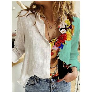 Maxpower (10, L) Fashion Splicing Retro Face Printing Long Sleeve Shirt Women 2023 Autumn Maxpower (10, L) Fashion Splicing Retro Face Printing Long Sleeve Shirt Women 2023 Autumn