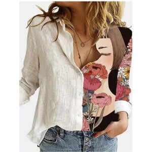 Maxpower (13, M) Fashion Splicing Retro Face Printing Long Sleeve Shirt Women 2023 Autumn Maxpower (13, M) Fashion Splicing Retro Face Printing Long Sleeve Shirt Women 2023 Autumn