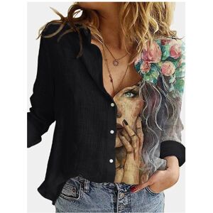 Maxpower (22, M) Fashion Splicing Retro Face Printing Long Sleeve Shirt Women 2023 Autumn Maxpower (22, M) Fashion Splicing Retro Face Printing Long Sleeve Shirt Women 2023 Autumn