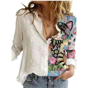 Maxpower (8, L) Fashion Splicing Retro Face Printing Long Sleeve Shirt Women 2023 Autumn Maxpower (8, L) Fashion Splicing Retro Face Printing Long Sleeve Shirt Women 2023 Autumn