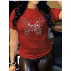 Maxpower (Red, XL) butterfly print t-shirt, short sleeve crew neck casual top for summer Maxpower (Red, XL) butterfly print t-shirt, short sleeve crew neck casual top for summer
