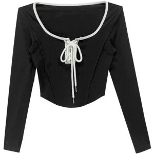 Maxpower (black, S) Fashionable Sexy Lacing Crop Top Women Clothes Bodycon Bottoming Shir Maxpower (black, S) Fashionable Sexy Lacing Crop Top Women Clothes Bodycon Bottoming Shir