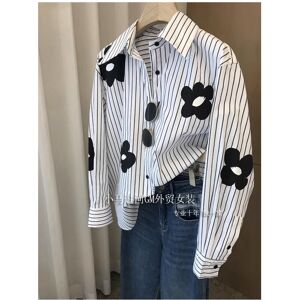 Maxpower (Mixed Color, M) Spring New Long Sleeve Loose Printing Patchwork Blouse Polo Nec Maxpower (Mixed Color, M) Spring New Long Sleeve Loose Printing Patchwork Blouse Polo Nec