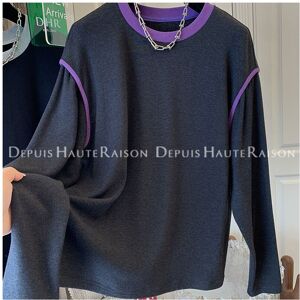 Maxpower (Dark Grey, XL) Oversized Patchwork Bottoming Shirt Women Clothes Simplicity O-n Maxpower (Dark Grey, XL) Oversized Patchwork Bottoming Shirt Women Clothes Simplicity O-n