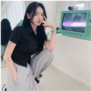 Maxpower (Black, M) Summer Slim Blouse Shirts Summer Women Turn Down Collar Short Sleeve Maxpower (Black, M) Summer Slim Blouse Shirts Summer Women Turn Down Collar Short Sleeve