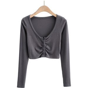 Maxpower (GRAY, M) Slim V-neck Long Sleeve Bottomed Womens Tops And Blouses High Street S Maxpower (GRAY, M) Slim V-neck Long Sleeve Bottomed Womens Tops And Blouses High Street S
