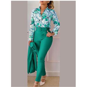 Maxpower (green, XL) Women's Printed Long Sleeved Shirt Suit Spring Summer Slim High Wais Maxpower (green, XL) Women's Printed Long Sleeved Shirt Suit Spring Summer Slim High Wais