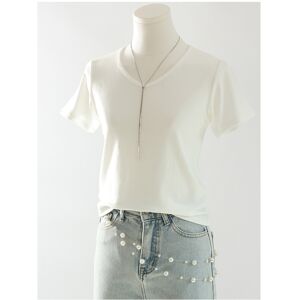 Maxpower (White, M) Slim V Neck T Shirts For Women Short Sleeves Black Slim Tops Summer T Maxpower (White, M) Slim V Neck T Shirts For Women Short Sleeves Black Slim Tops Summer T