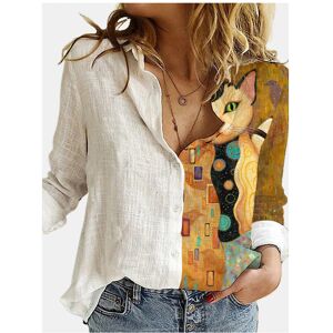 Maxpower (14, S) Women Spring And Autumn Long Sleeve Polo Neck Fashion Print Loose Relaxe Maxpower (14, S) Women Spring And Autumn Long Sleeve Polo Neck Fashion Print Loose Relaxe