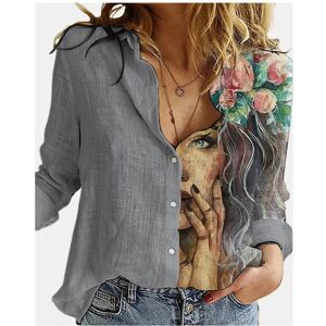 Maxpower (24, XL) Women Spring And Autumn Long Sleeve Polo Neck Fashion Print Loose Relax Maxpower (24, XL) Women Spring And Autumn Long Sleeve Polo Neck Fashion Print Loose Relax