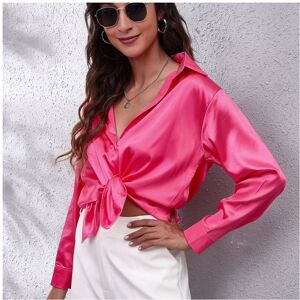 Maxpower (Rose Red, S) 17 Color Option Women's Satin Blouse Tops Summer Fashion Female Tu Maxpower (Rose Red, S) 17 Color Option Women's Satin Blouse Tops Summer Fashion Female Tu