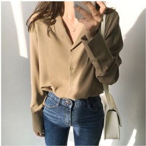 Maxpower (Khaki, L) Womens Tops And Blouses Solid White Blouse Office Shirt Blusas Mujer Maxpower (Khaki, L) Womens Tops And Blouses Solid White Blouse Office Shirt Blusas Mujer