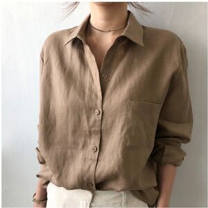 Maxpower (Coffee, L) Casual Long Sleeve Cotton Linen Shirt Vintage Harajuku Loose Blouses Maxpower (Coffee, L) Casual Long Sleeve Cotton Linen Shirt Vintage Harajuku Loose Blouses