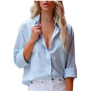 Maxpower (Sky Blue, L) Casual Shirt for Women Blouses Single Breasted Long Sleeve Blouses Maxpower (Sky Blue, L) Casual Shirt for Women Blouses Single Breasted Long Sleeve Blouses