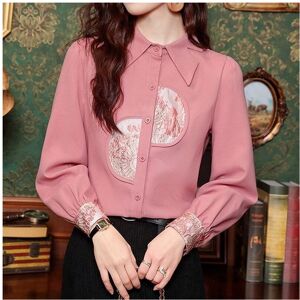 Maxpower (Pink Red, XL) Women Clothing Pink Long Sleeve Patchwork Print Shirt Tops Spring Maxpower (Pink Red, XL) Women Clothing Pink Long Sleeve Patchwork Print Shirt Tops Spring