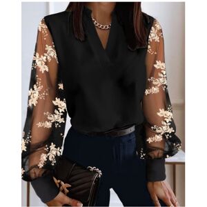 Maxpower (Black 1, 2XL) Sexy V Neck Long Lantern Sleeve Hollow Out Lace Floral Embroidery Maxpower (Black 1, 2XL) Sexy V Neck Long Lantern Sleeve Hollow Out Lace Floral Embroidery